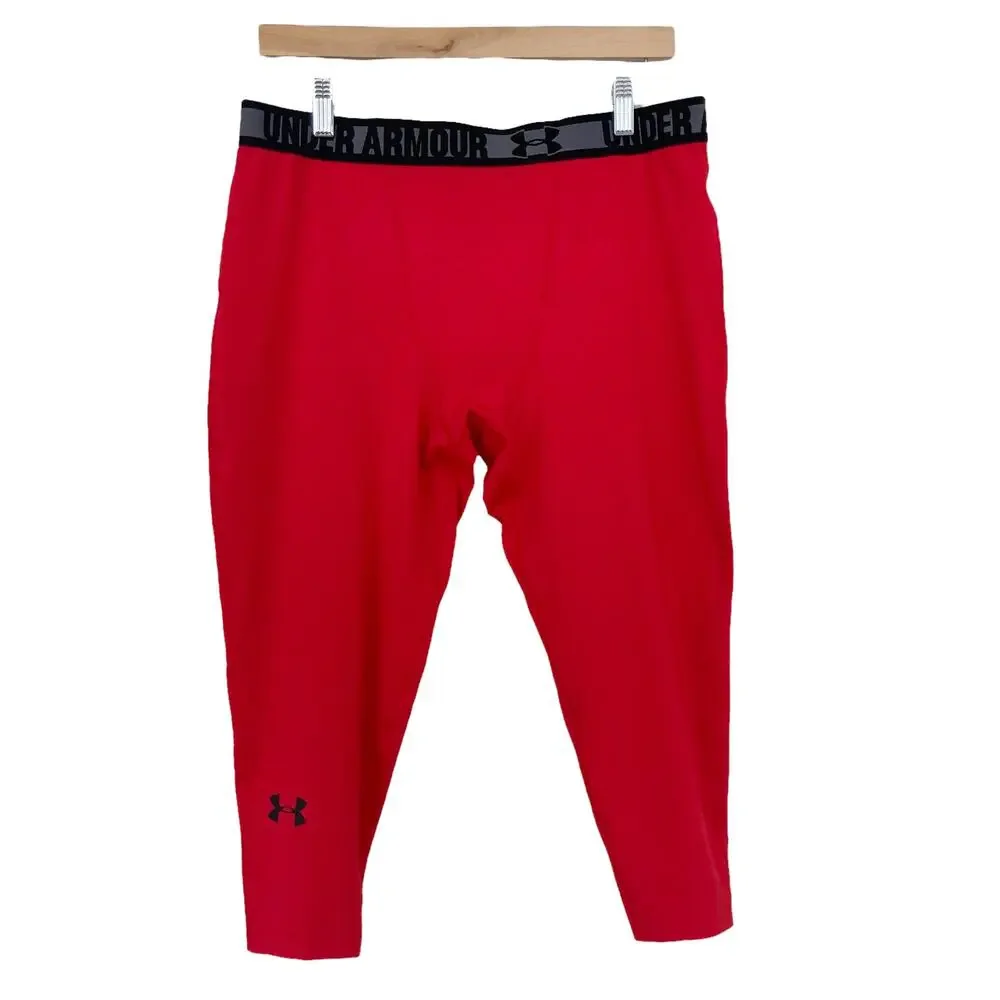 Under Armour Heat Gear Red Compression Leggings Sz XL